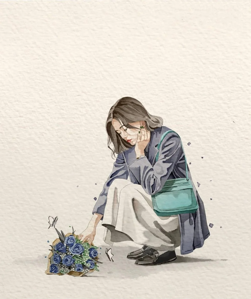 Minimalist Watercolor Lifestyle Illustration with character-focused concept art, game-ready styling and detailed fantasy design