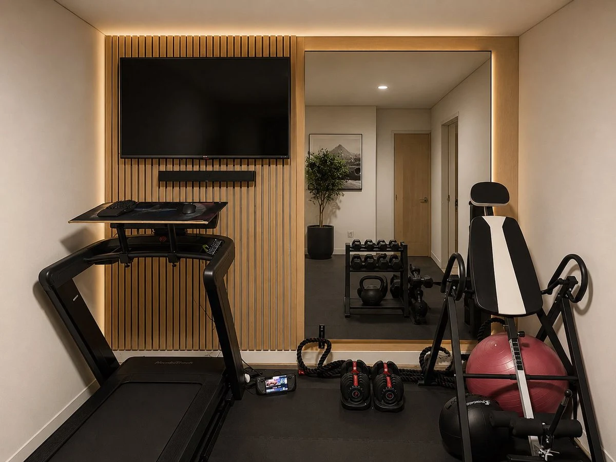 Modern Home Gym Wall Makeover ad creative visual