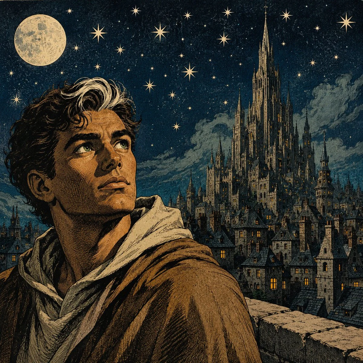 Moonlit Gothic Fantasy Traveler storyboard visual
