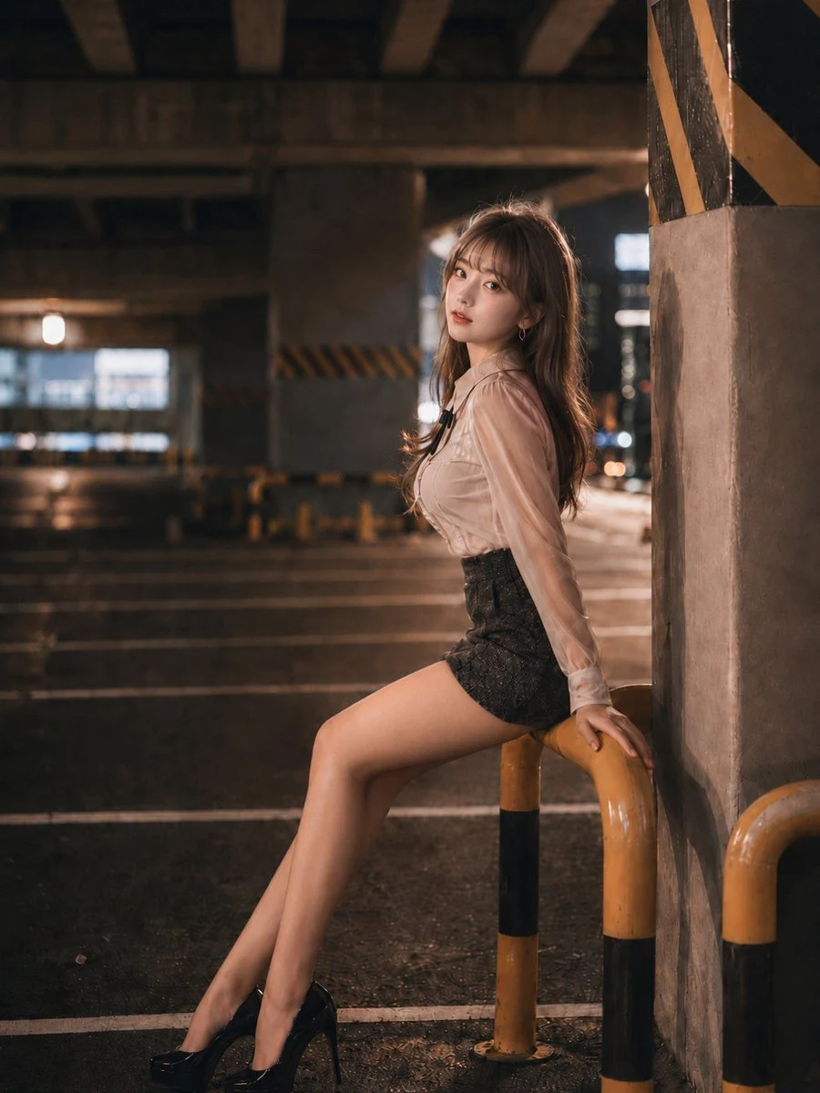 Night Parking Lot Fashion Portrait social media visual