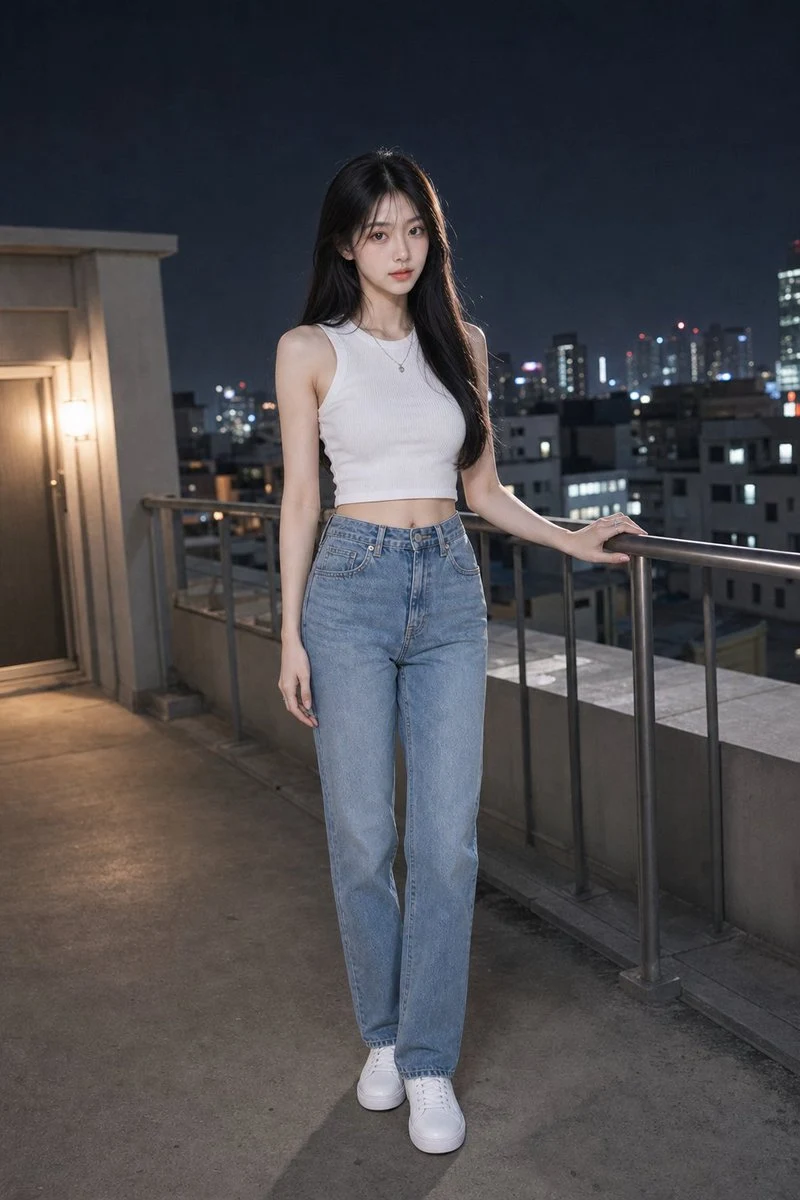 Night Rooftop Fashion Portrait portrait visual