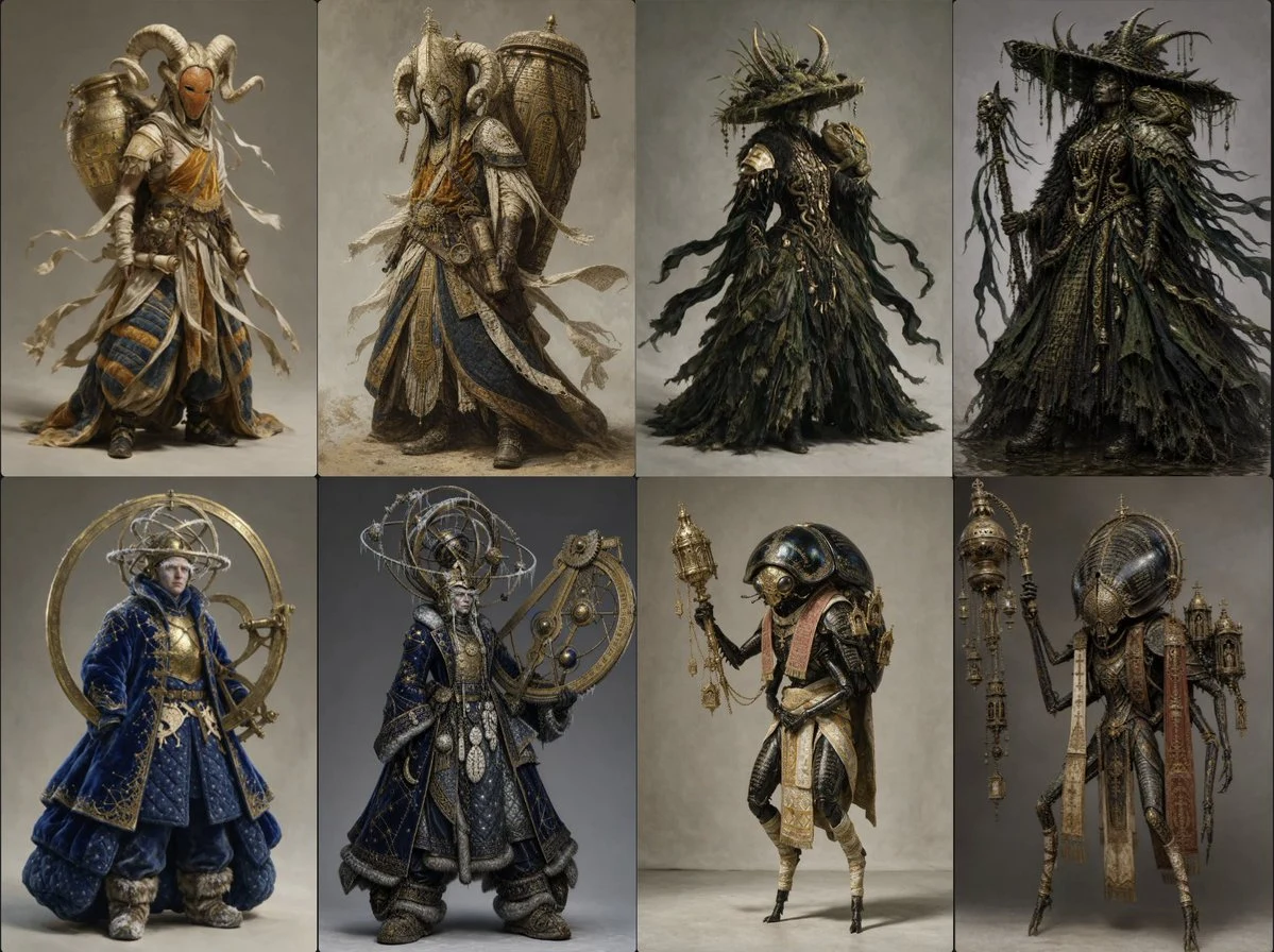 Ornate Fantasy Character Lineup storyboard visual