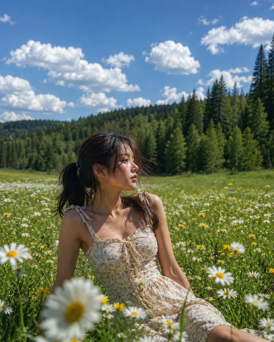 Photorealistic Meadow Fashion Editorial with polished social media composition, clear subject focus and share-ready visual styling