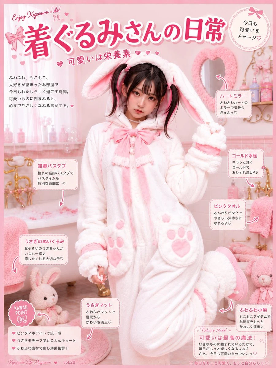 Pink Bunny Kigurumi Magazine Cover ad creative visual