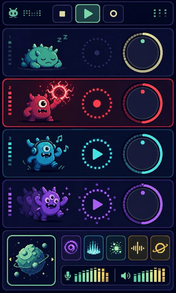 Pixel Monster Music Sequencer UI game asset visual