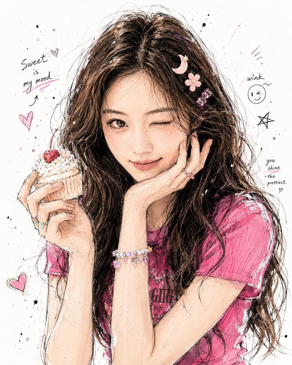 韩风手绘涂鸦插画头像 portrait GPT Image 2 prompt example