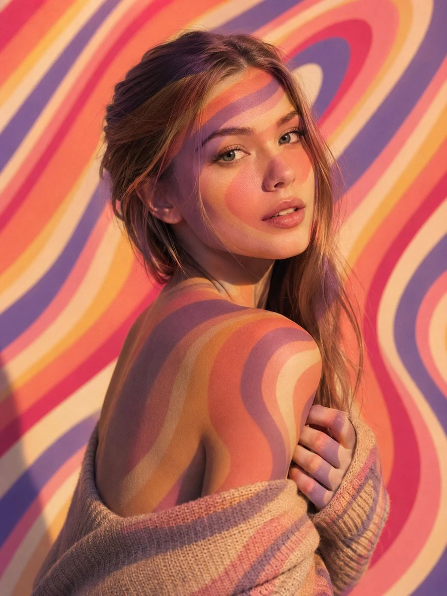 Psychedelic Light Projection Portrait: portrait preview with natural styling and soft GPT Image 2 lighting.