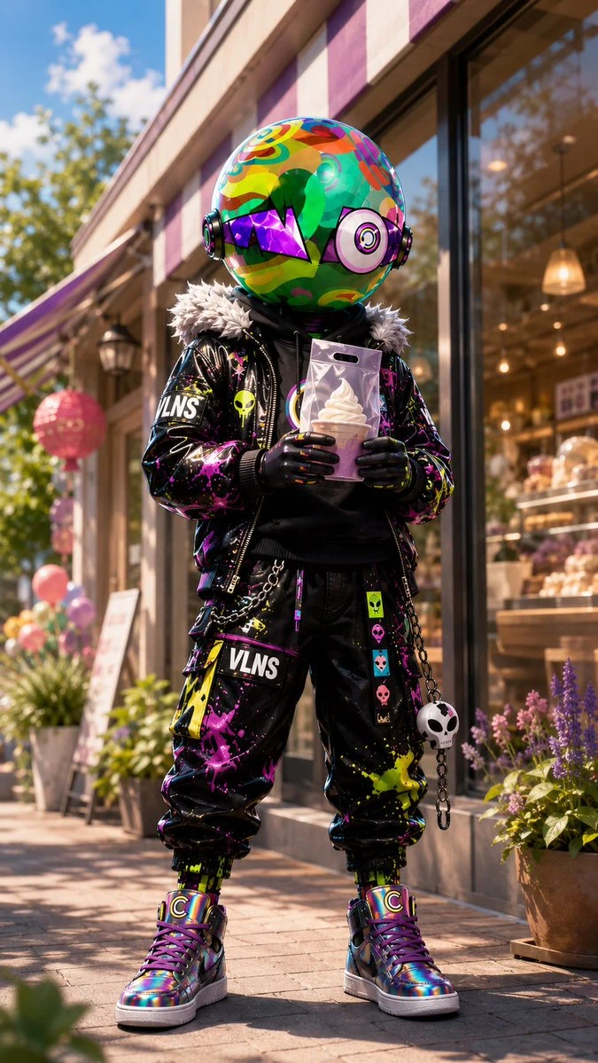 Psychedelic Mascot Streetwear Portrait: product ad preview with campaign styling and polished commercial composition.