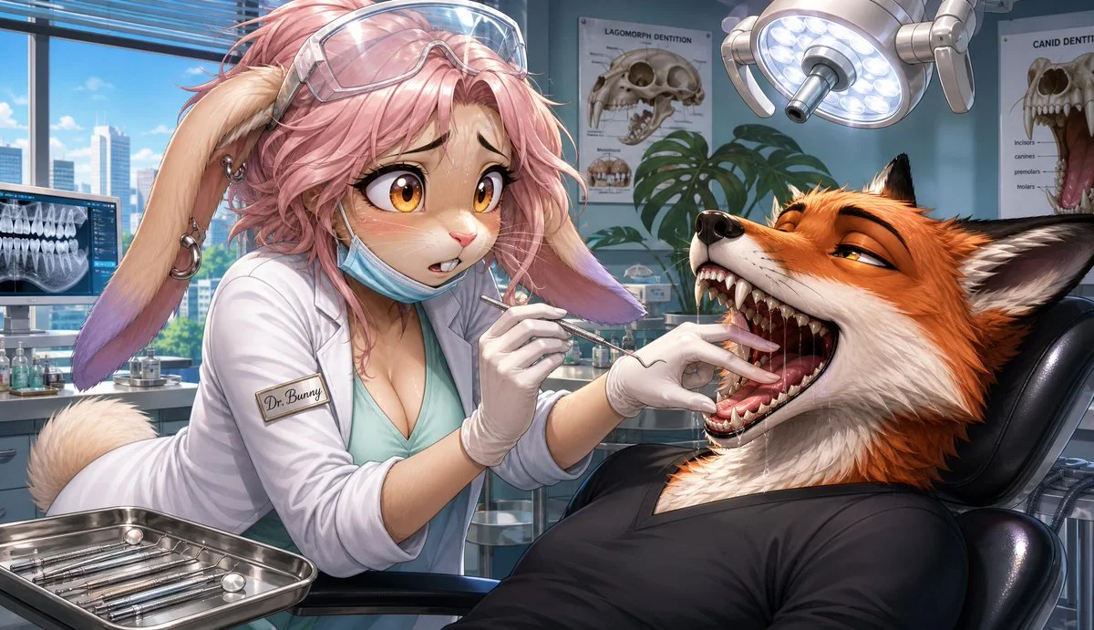Rabbit Dentist Anime Illustration portrait GPT Image 2 prompt example