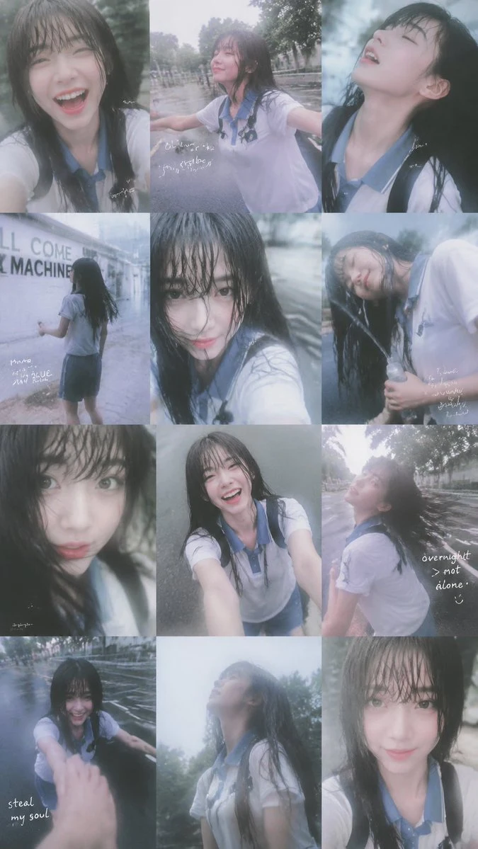 Rainy Schoolgirl Photo Diary Collage social media visual