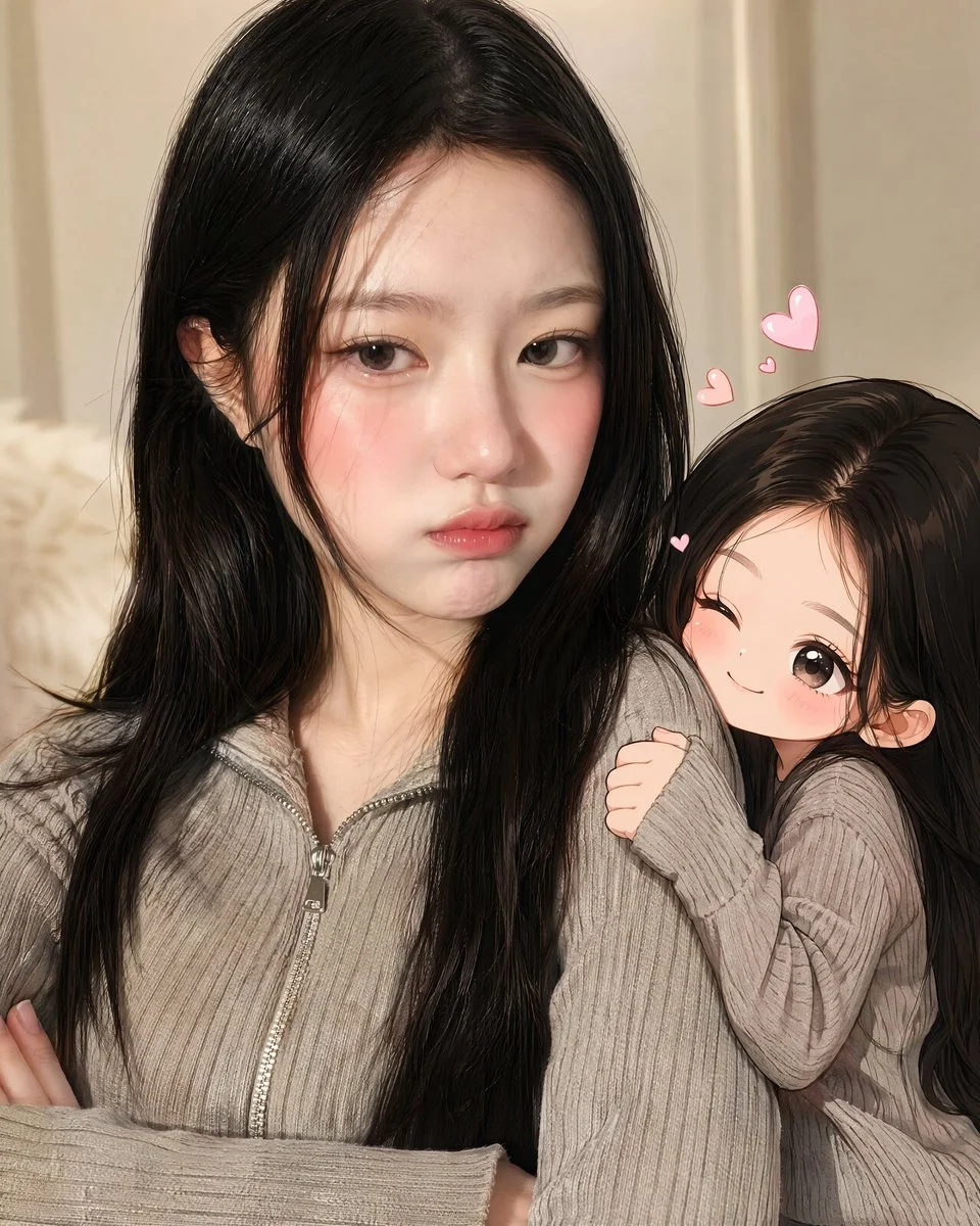 Real-Life and Anime Duo Portrait with sequential panels, clear scene planning and cinematic visual flow