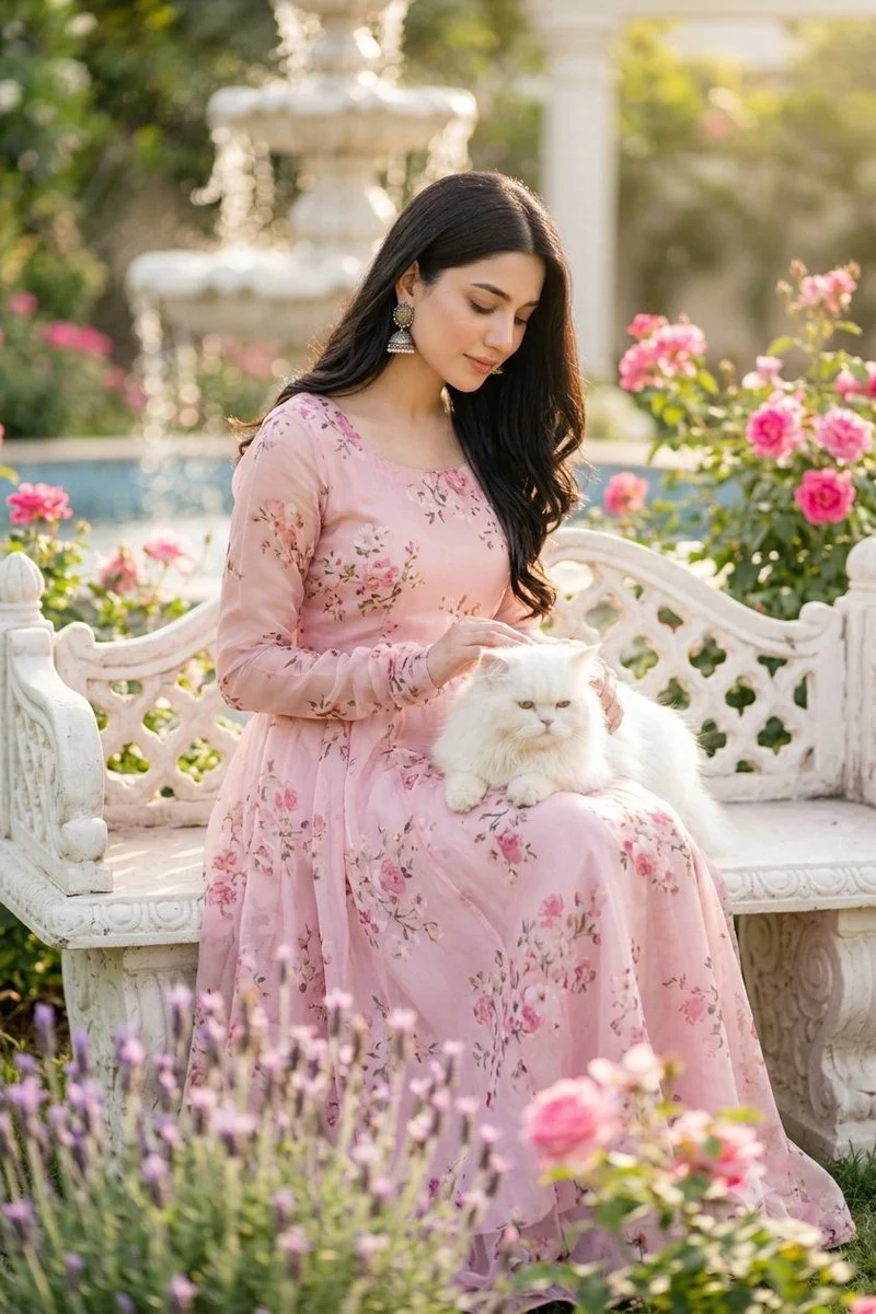 Romantic Garden Portrait with Cat with campaign-ready styling, commercial lighting, and strong product-ad composition