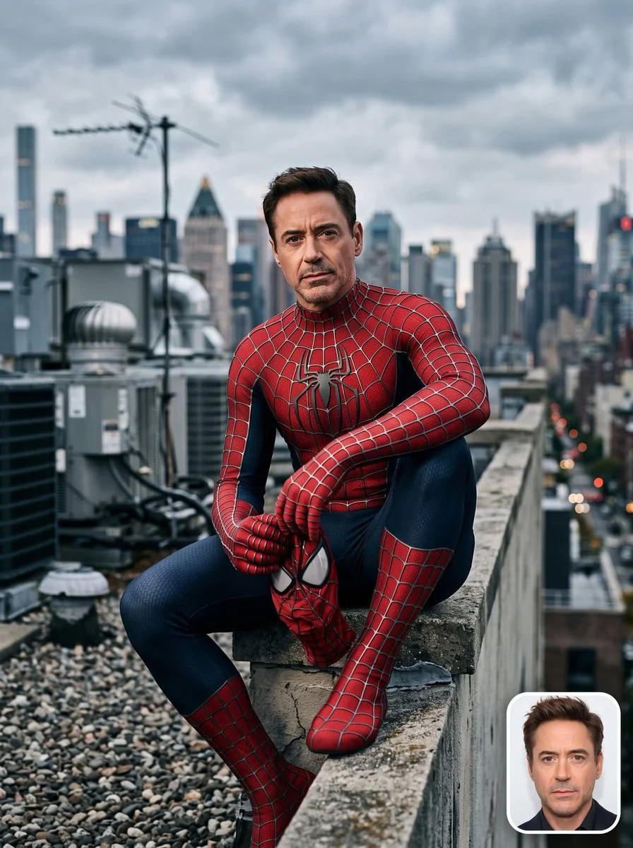 Rooftop Spider-Suit Portrait with polished social media composition, clear subject focus and share-ready visual styling