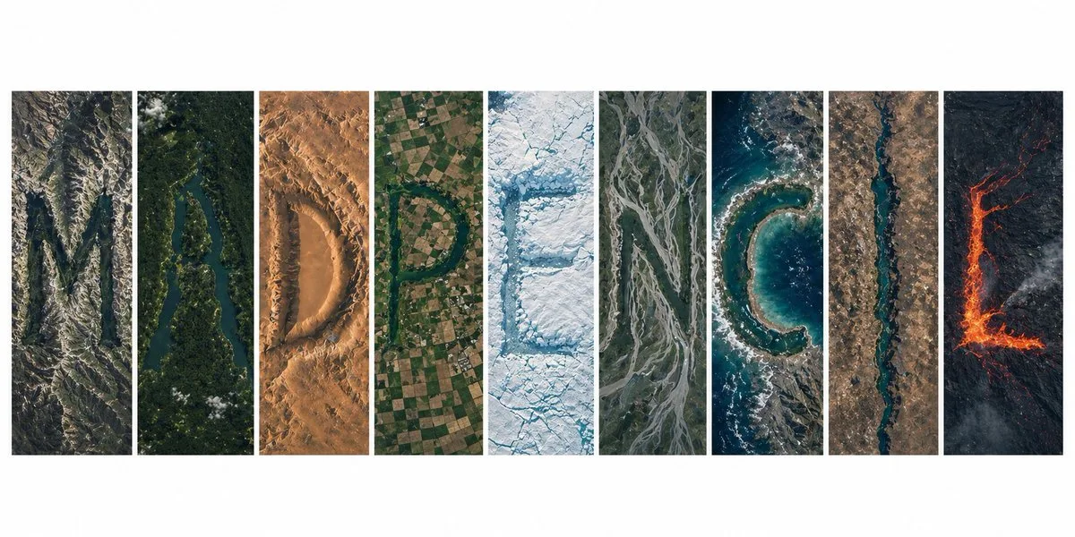 Satellite Terrain Letter Typography Map with sequential panels, cinematic shot planning and a polished storyboard layout