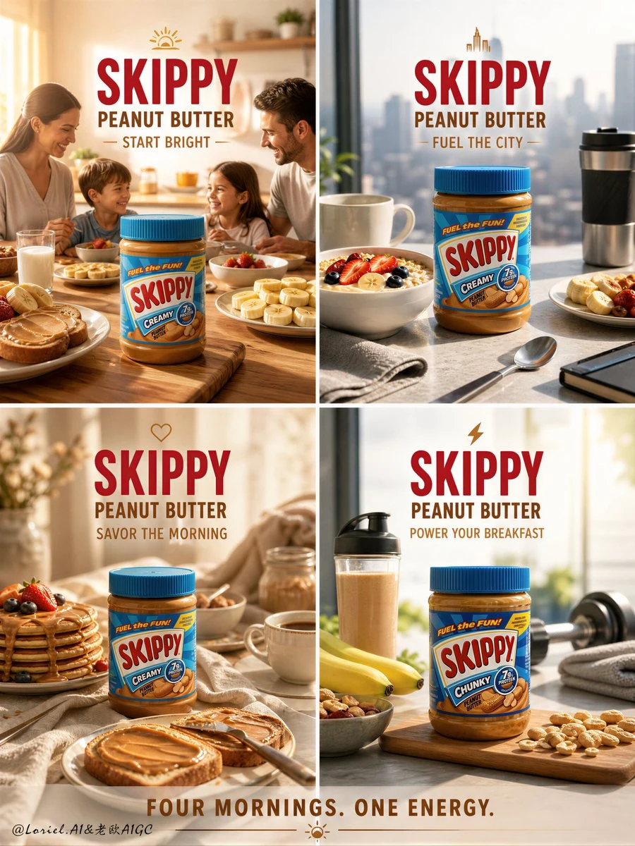 Skippy Peanut Butter Editorial Grid: product ad preview with campaign styling and polished commercial composition.