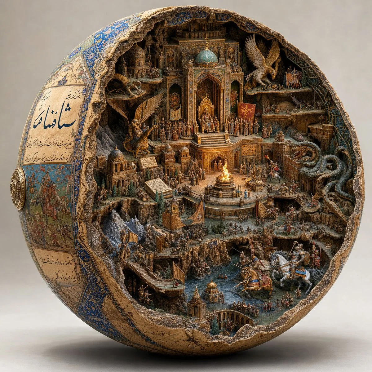 Spherical Artifact World Cross-Section poster GPT Image 2 prompt example