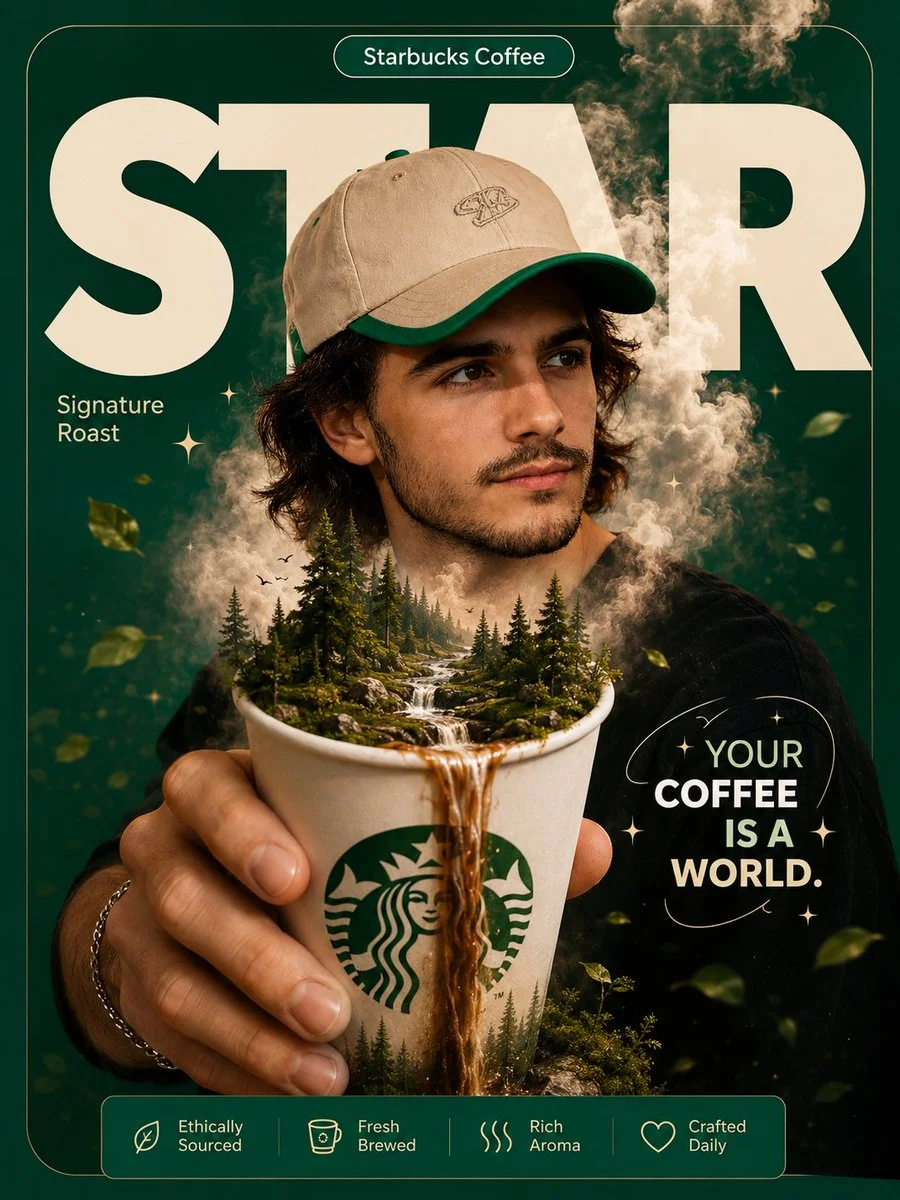 Starbucks Coffee World Surreal Poster poster GPT Image 2 prompt example