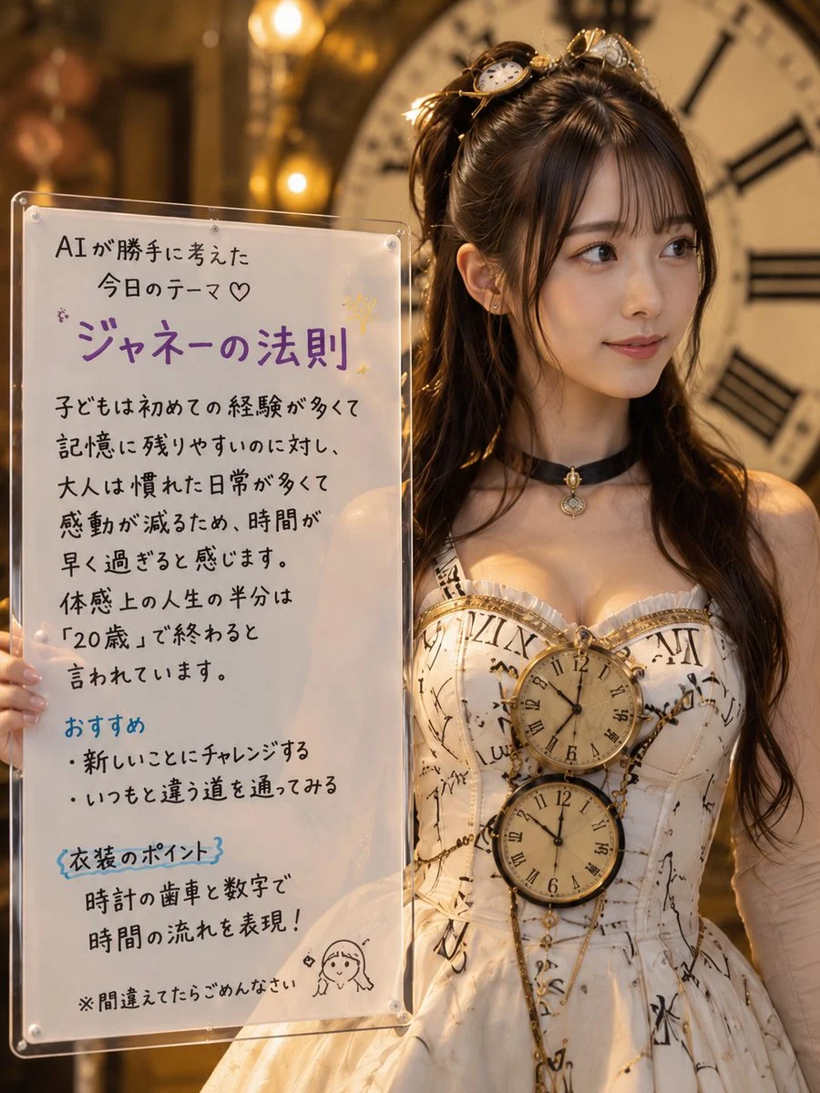 Steampunk Clock Girl with Japanese Sign with polished social media composition, clear subject focus and share-ready visual styling