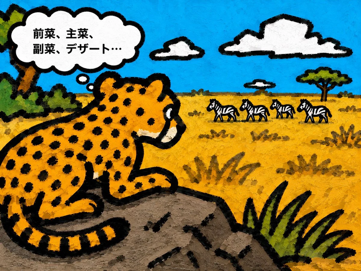 Storybook Leopard Savanna Thought Bubble with sequential panels, clear scene planning and cinematic visual flow
