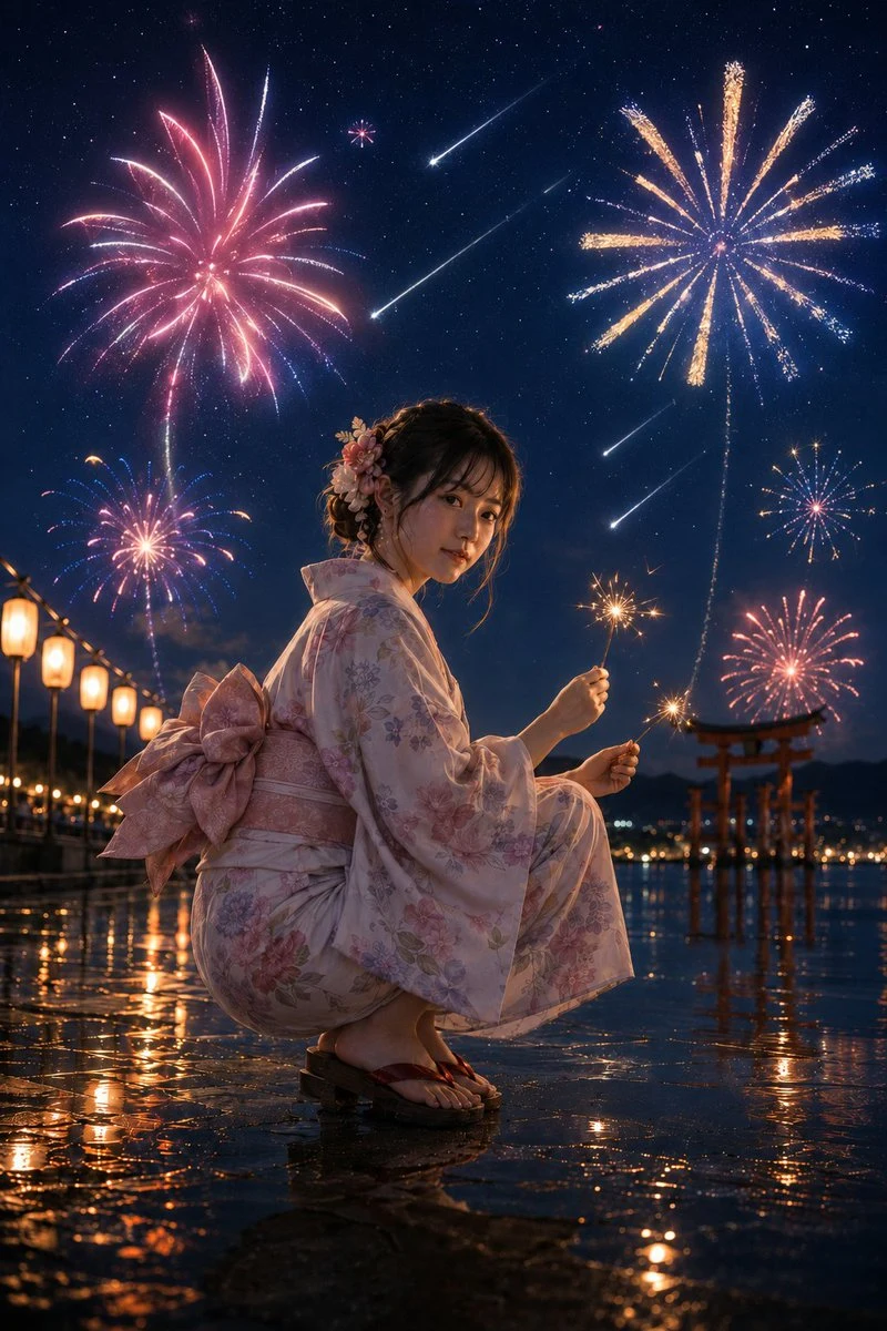 Summer Night Fireworks and Meteor Shower social media visual