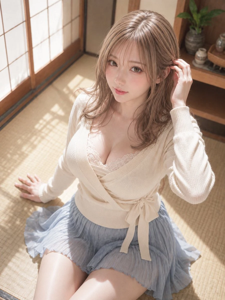 Sunlit Tatami Room Portrait portrait visual