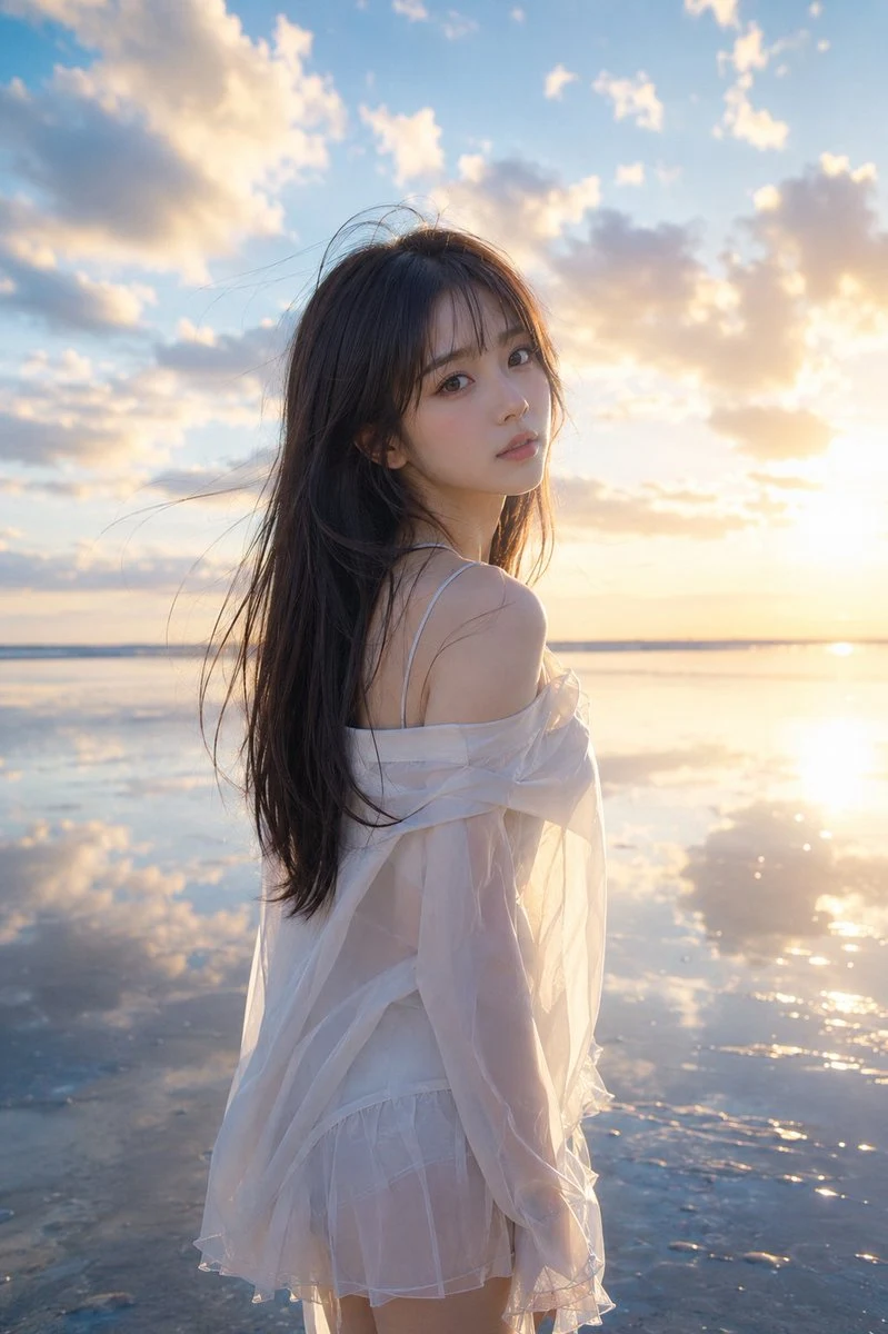 Sunset Beach Reflection Portrait social media visual