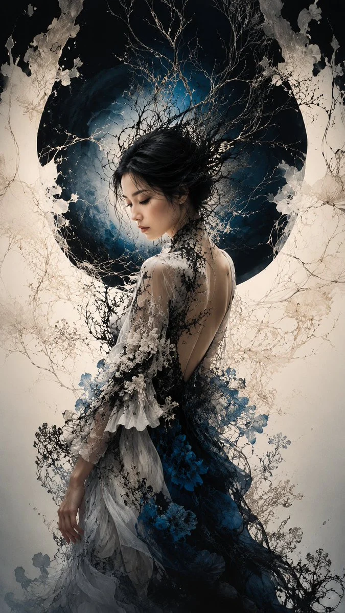 Surreal Botanical Couture Portrait with expressive portrait lighting, detailed styling and a polished editorial mood