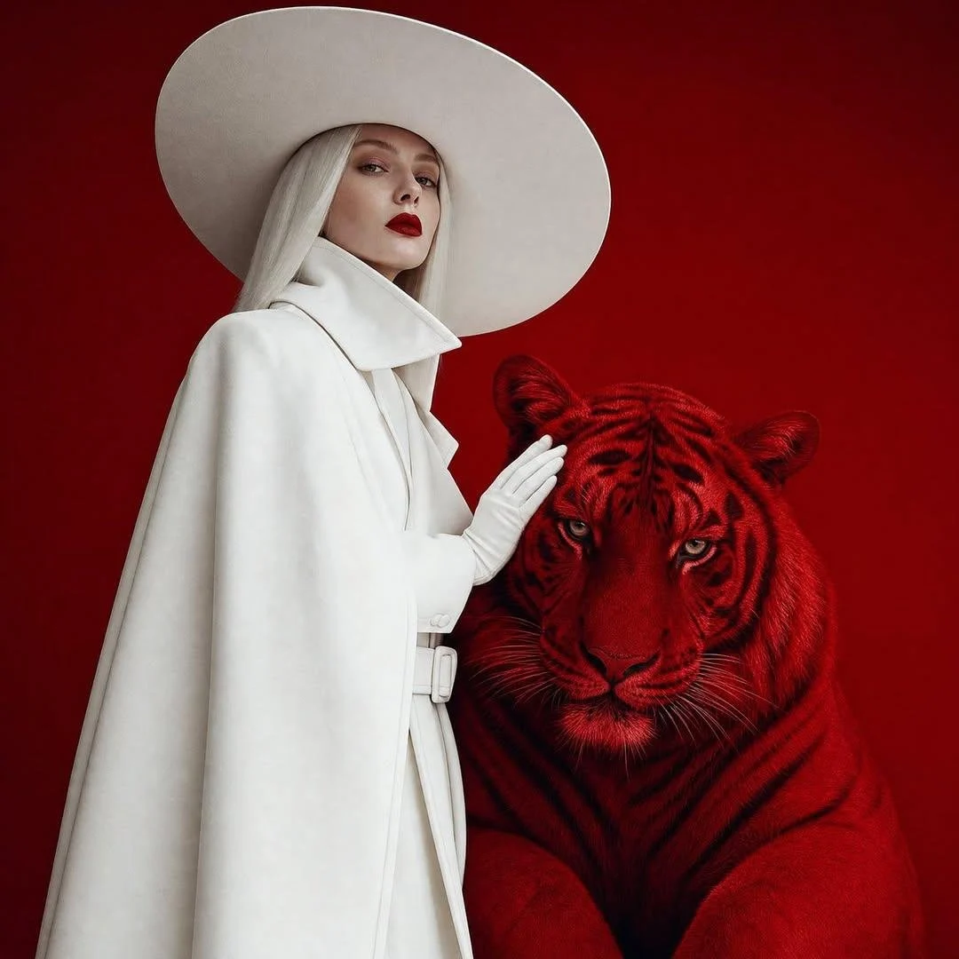 Surreal Crimson Tiger Portrait with campaign-ready composition, brand-focused styling and premium commercial lighting