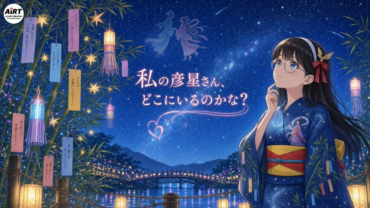 Tanabata Girl Under Starry Sky with social-ready composition, lifestyle framing and shareable visual storytelling