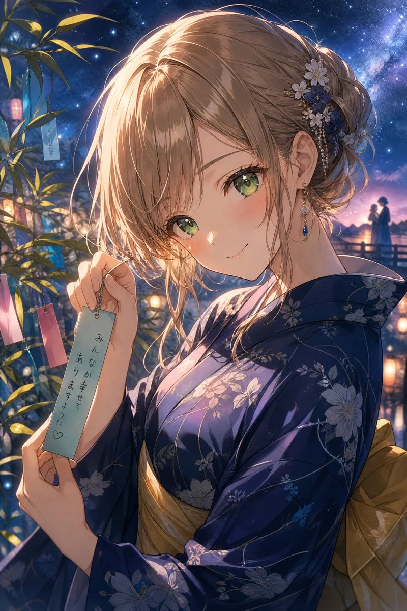 Tanabata Yukata Anime Portrait with expressive character styling, soft illustration detail and portrait-focused composition