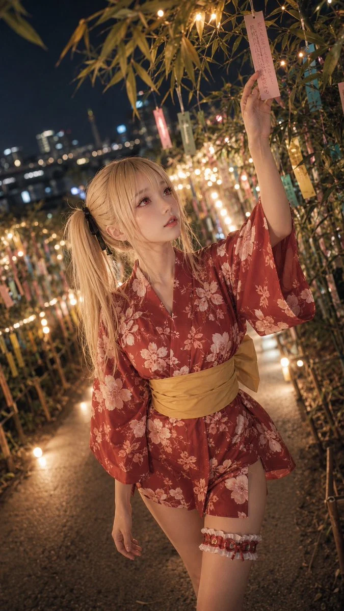 Tanabata Yukata Girl Portrait with expressive character styling, soft illustration detail and portrait-focused composition