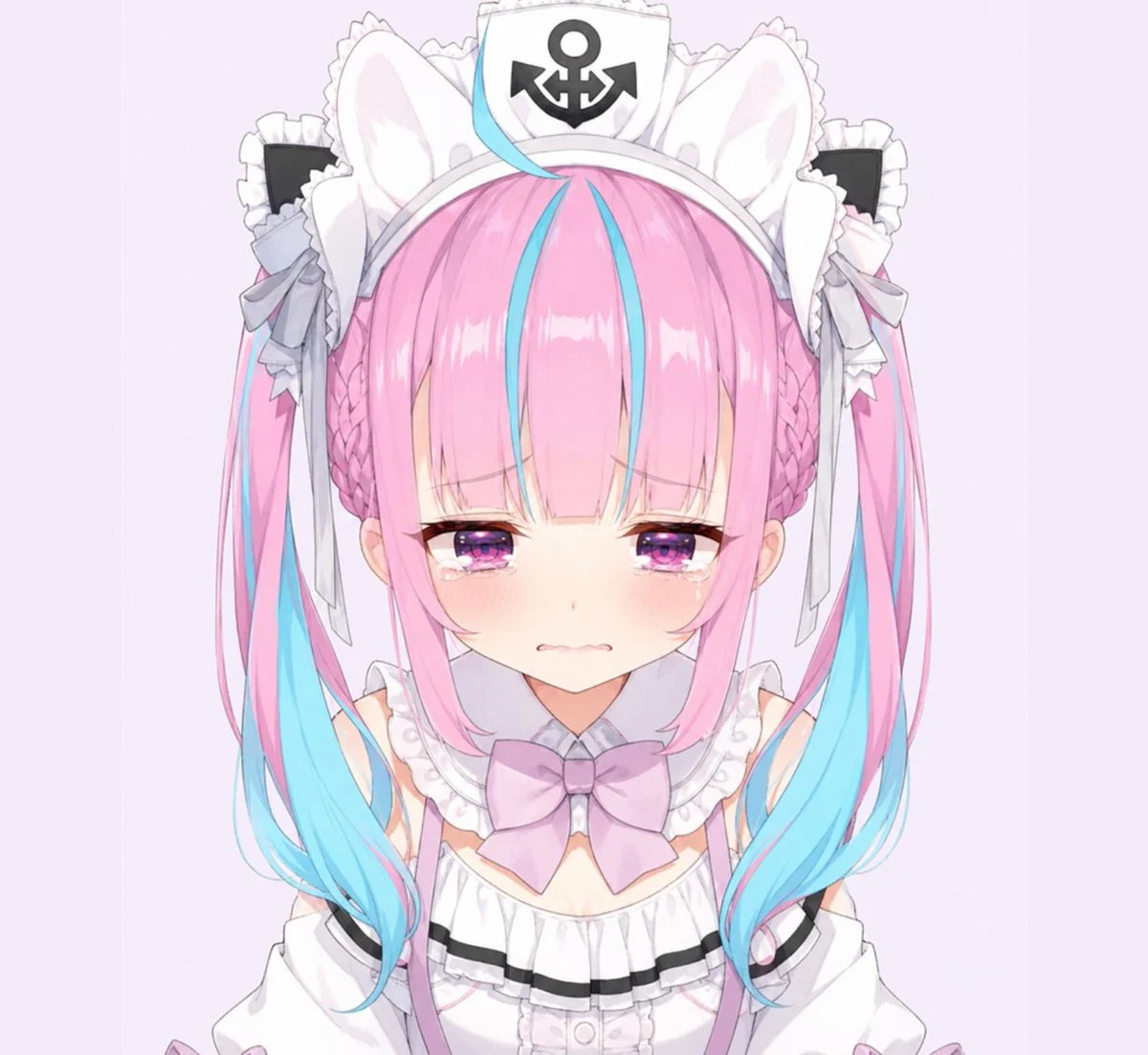 Teary Pastel Maid Anime Sticker with expressive portrait styling, crisp facial detail and profile-ready composition