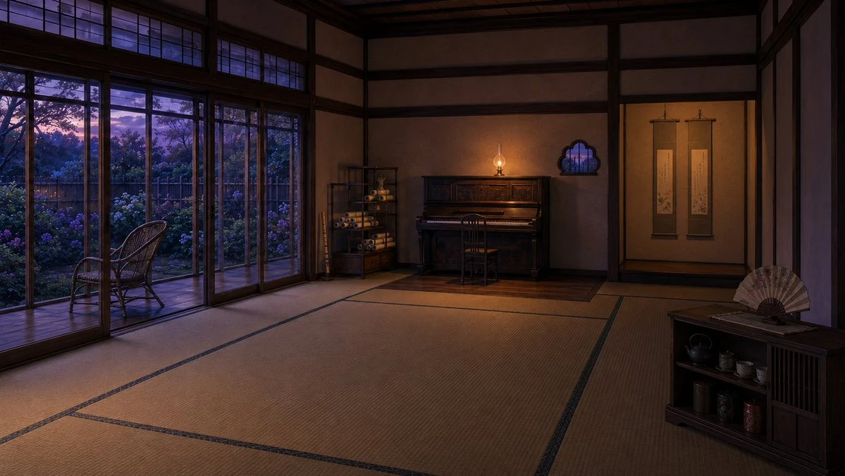 Twilight Japanese Ryokan Parlor game asset visual