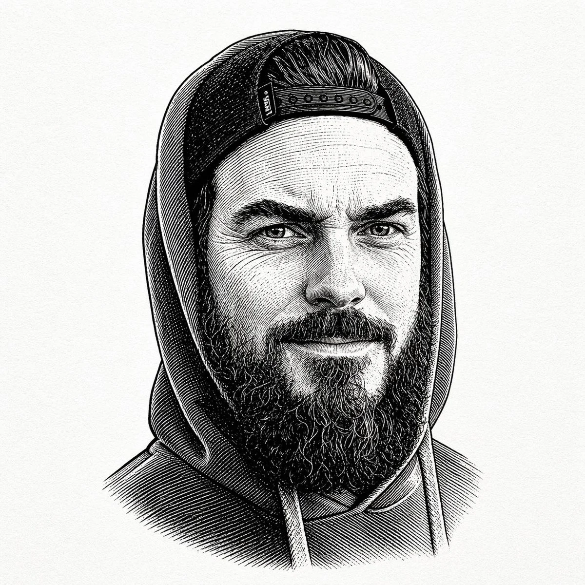 Black-and-white 19th-century engraving-style portrait with antique pen-and-ink texture