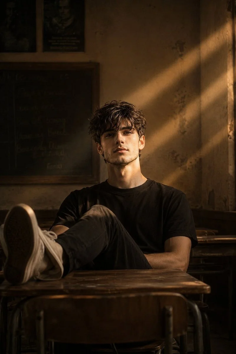 Vintage Classroom Golden-Light Portrait portrait GPT Image 2 prompt example