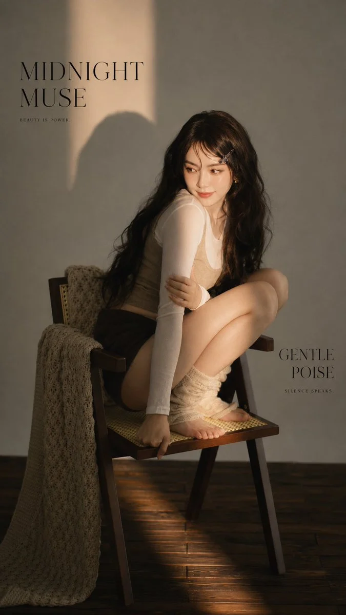 Vintage Indoor Portrait Photo Set with realistic portrait lighting, expressive subject detail and polished editorial photography
