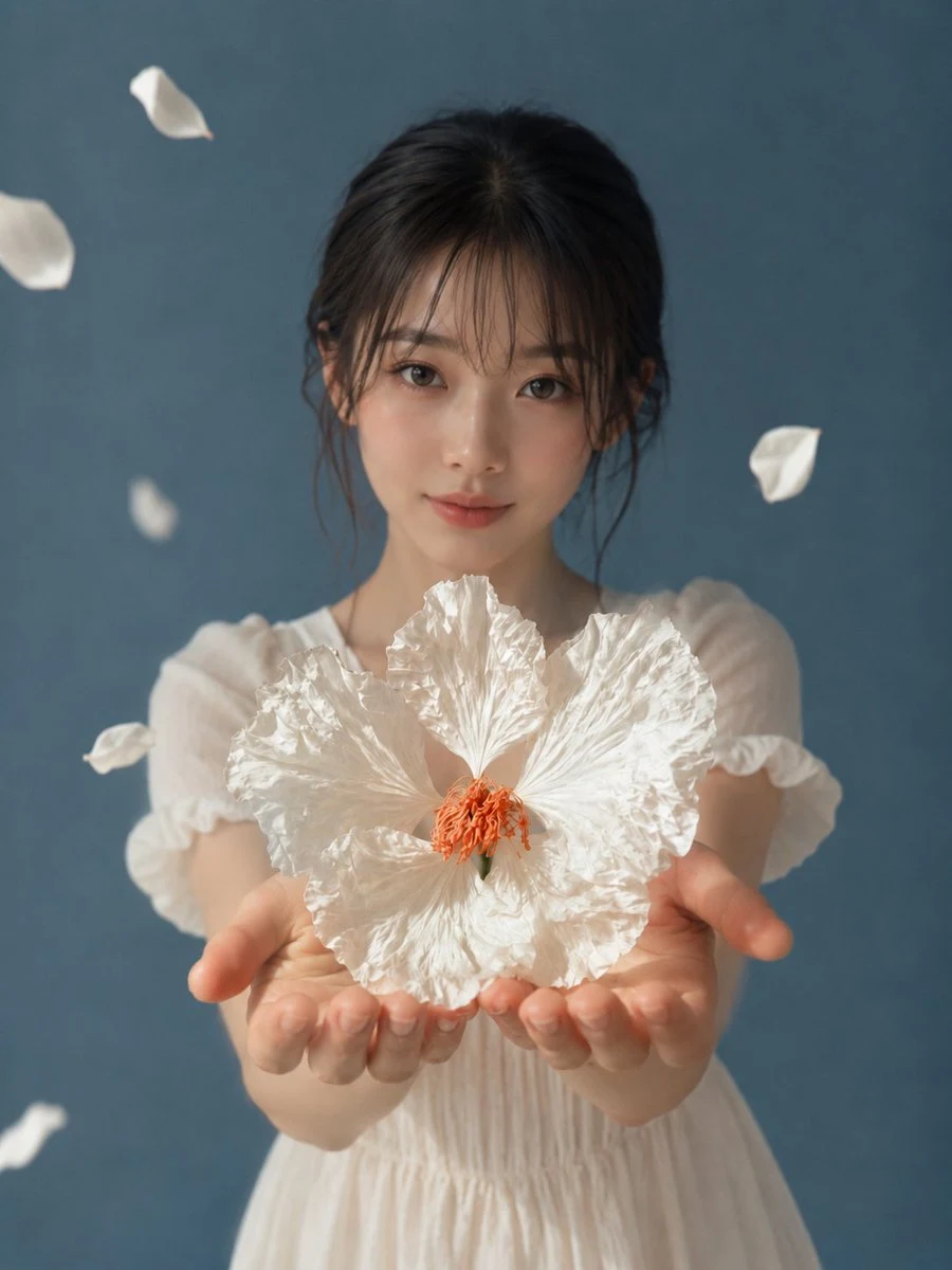 White Flower in Palm Portrait portrait visual