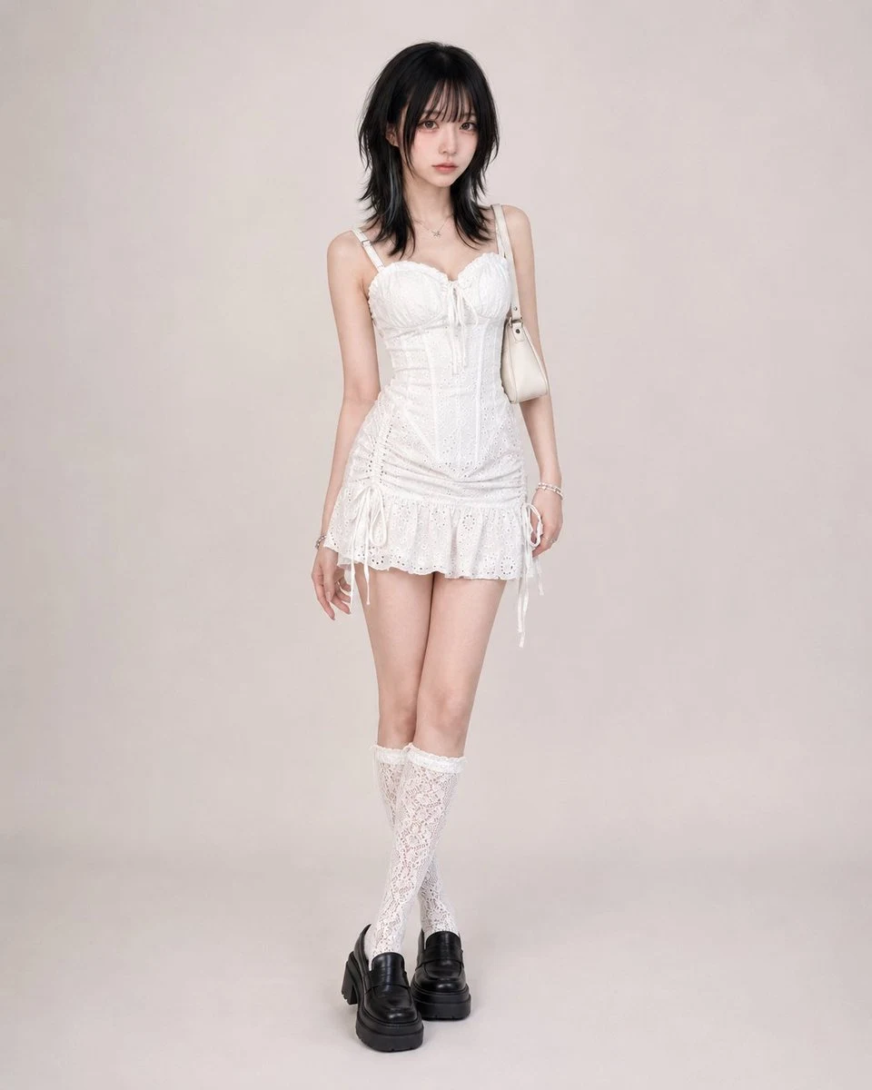 Y2K Feminine Lace Outfit e-commerce visual
