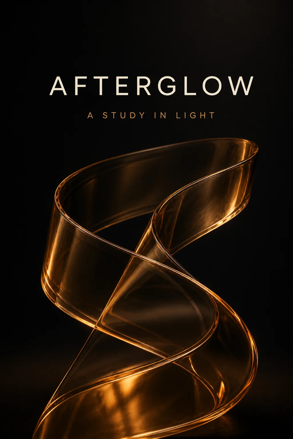 Charcoal editorial poster with a glowing amber glass ribbon generated by Grok Imagine Image 2.0