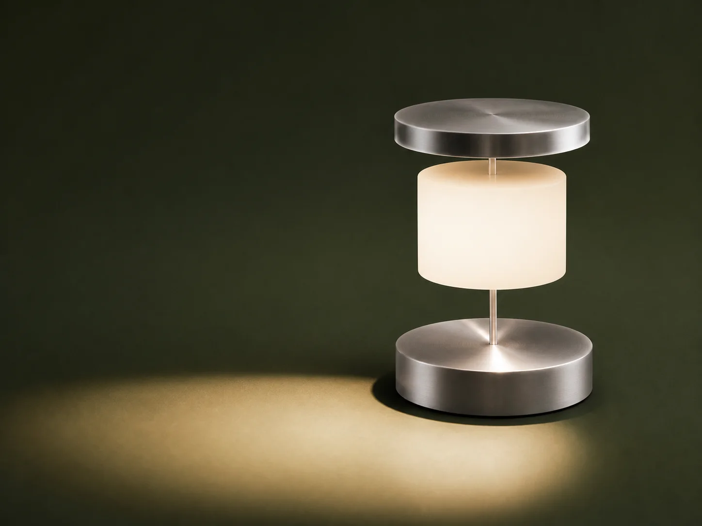 Modular kinetic desk lamp photographed against a sage backdrop generated by Image 2
