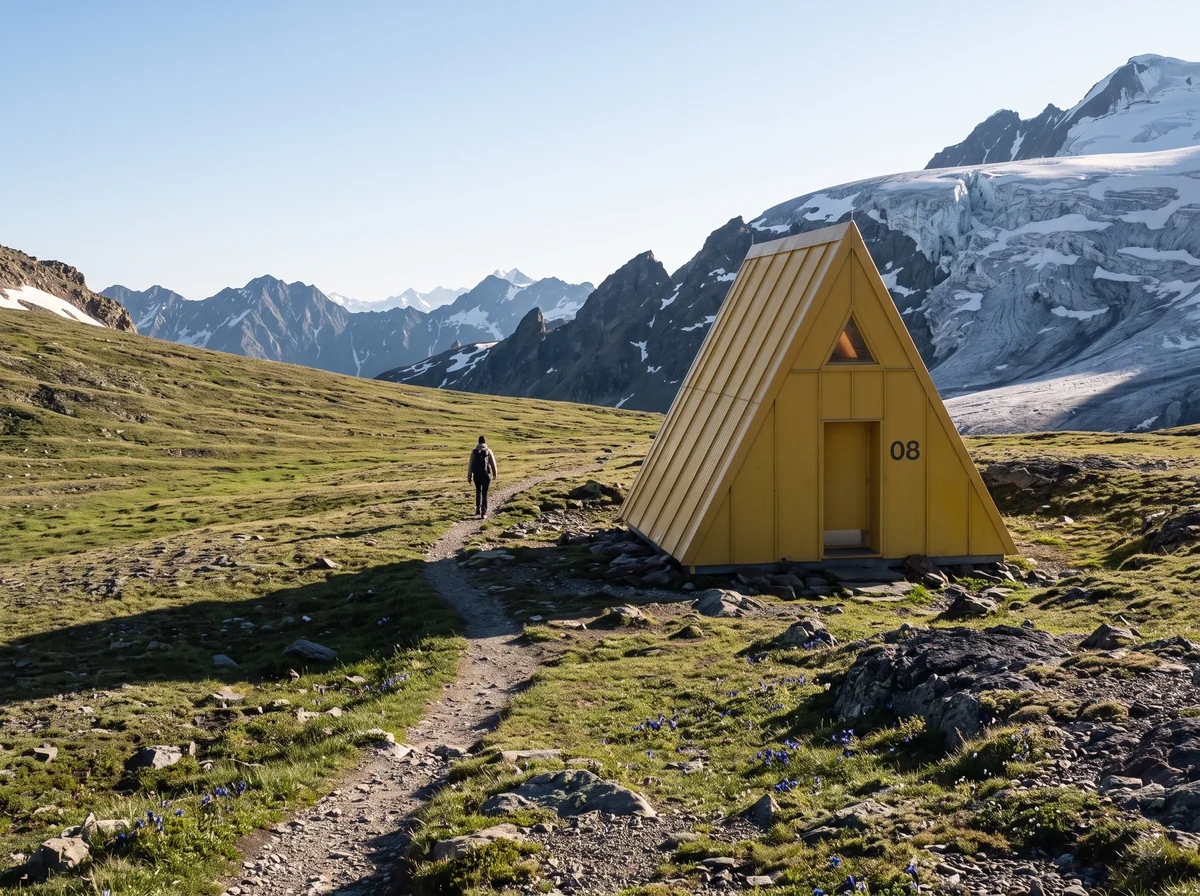 Yellow alpine refuge in a summer meadow after a seasonal edit with Nano Banana 2.1