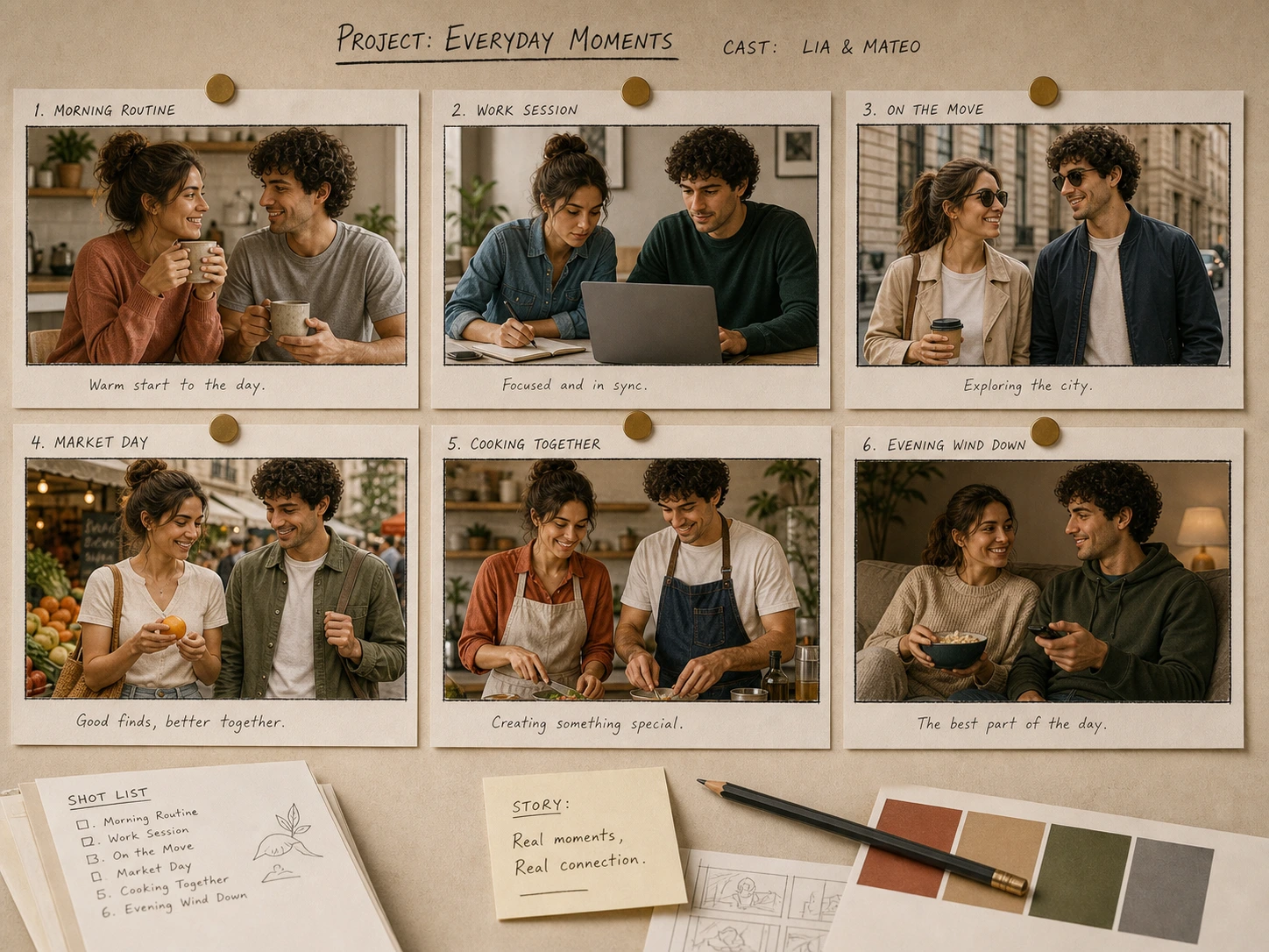 Storyboards with the same cast
