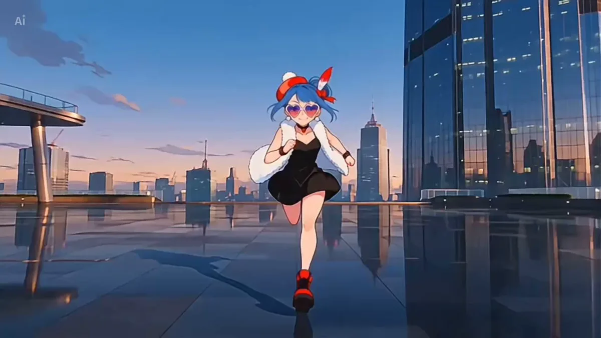 Seedance 2.0 video preview showing anime girl cinematic one-cut in future city