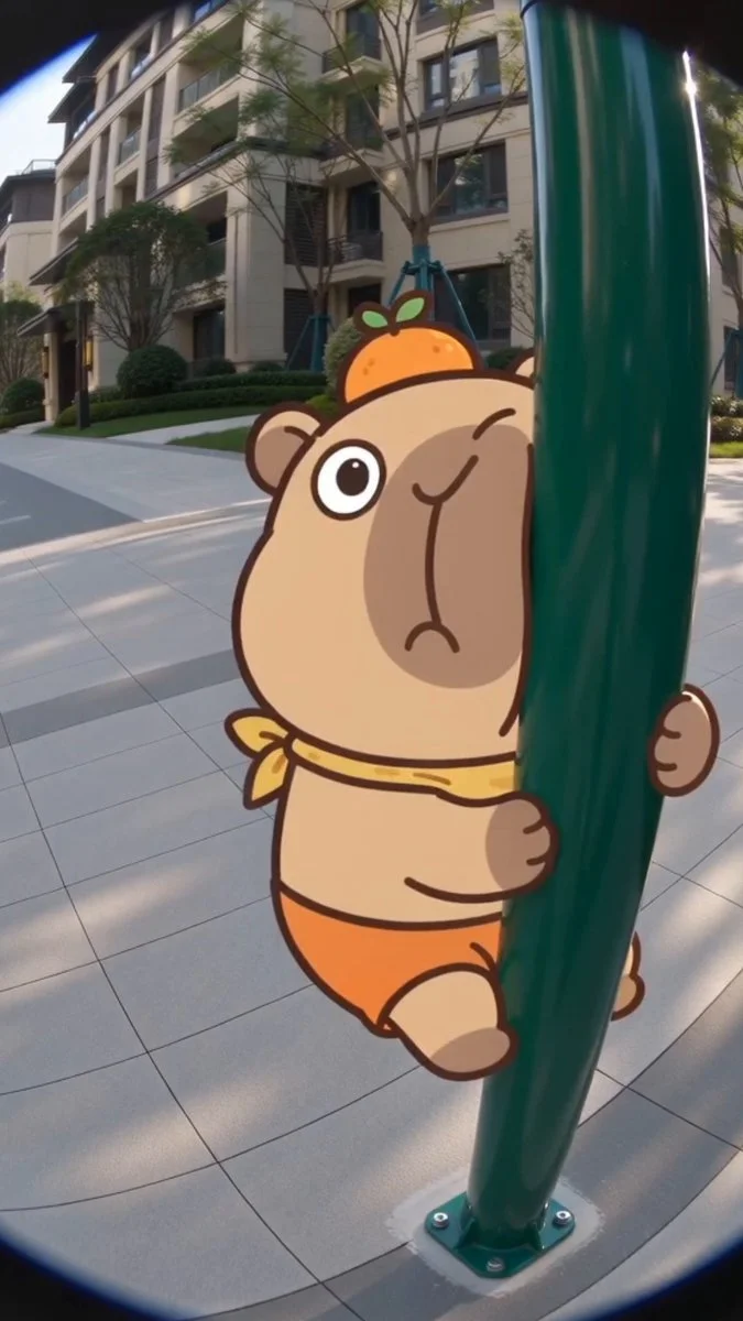 Seedance 2.0 video preview showing capybara lulu fisheye interaction