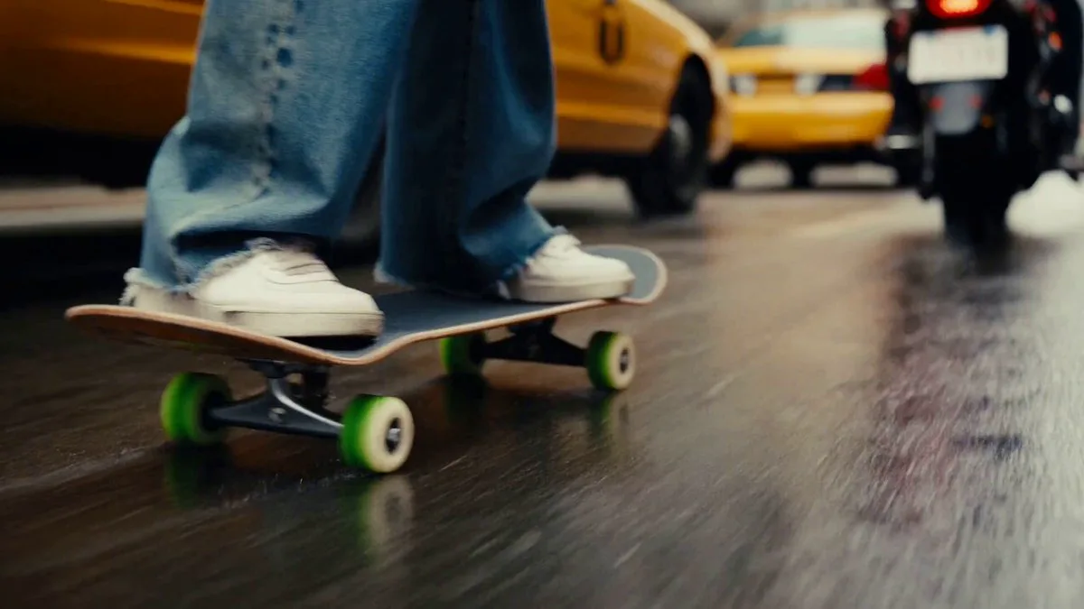 Seedance 2.0 video preview showing chaotic city skateboarding action