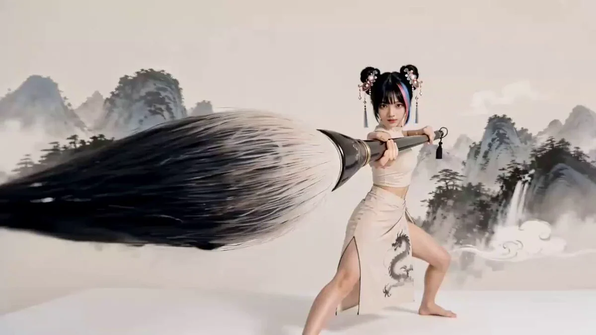 Seedance 2.0 video preview showing chinese calligraphy martial arts dance
