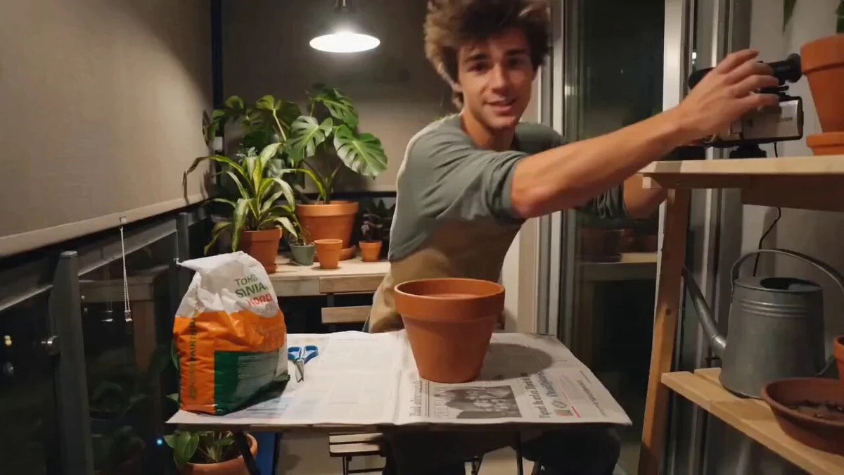 Aperçu du prompt vidéo Seedance 2.0 : Storyboard de vlog : Soirée cocooning rempotage de plantes