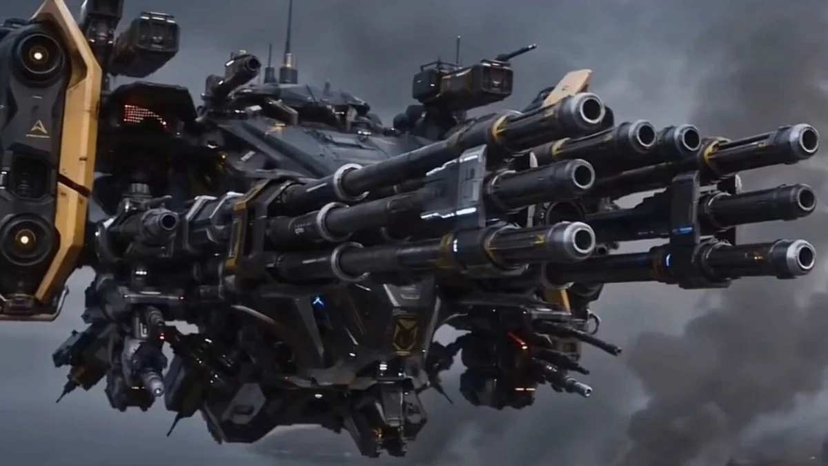 Seedance 2.0 video preview showing futuristic military gunship combat scene