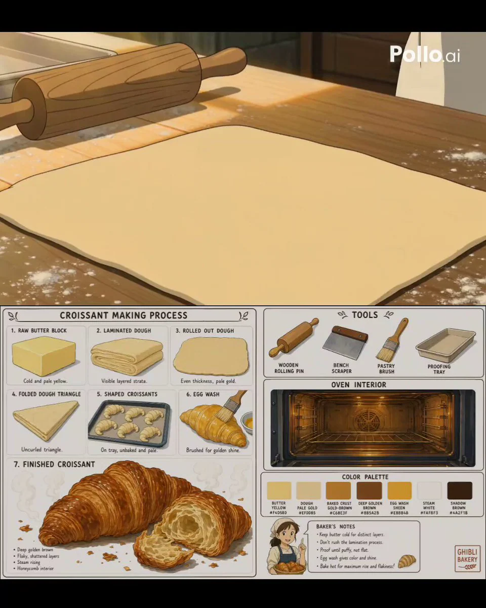 Seedance 2.0 video preview showing hand-drawn croissant bakery