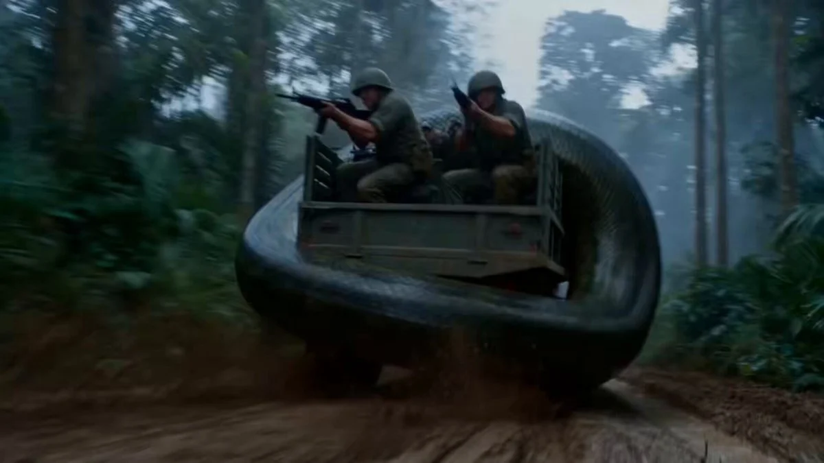 Jungle supply convoy is ambushed by a giant snake